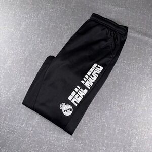 Real Madrid CF‎ Mens Black Soccer Track Pants Joggers Logo Zipped Cuffs Large